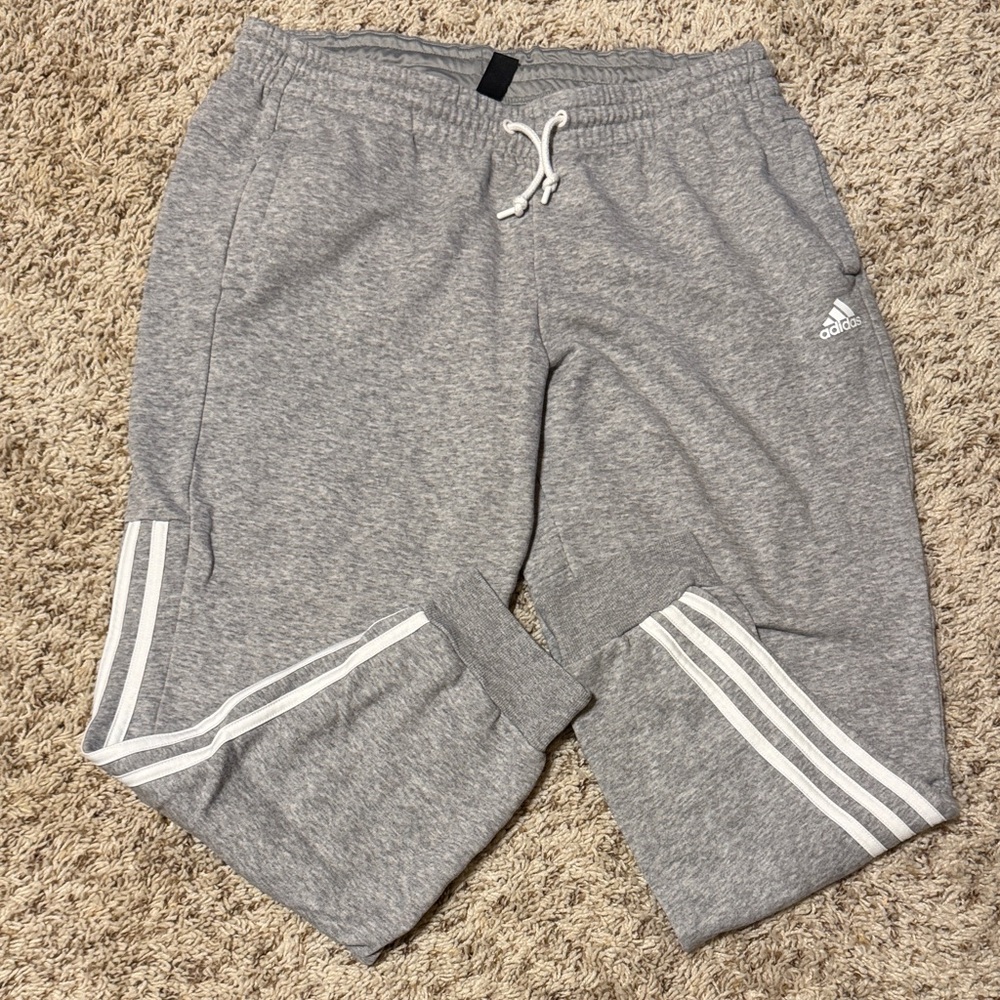 Adidas Women's Gray Joggers with White Accents